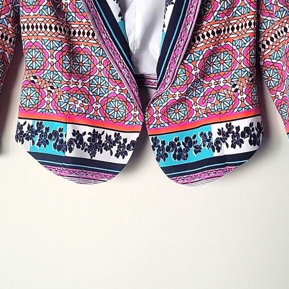 NWT Ladakh Scarf XS 2 Print Cropped Boho Office Blazer Colorful Jacket Sexy NEW - Picture 5 of 16